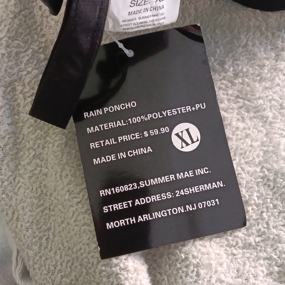 Hooded Saphirose black raincoat with case, XL, new - Picture 5 of 11